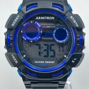 Armitron Pro Sport Mens Watch 43mm Blue Digital Day Chrono Alarm Backlight 9"
